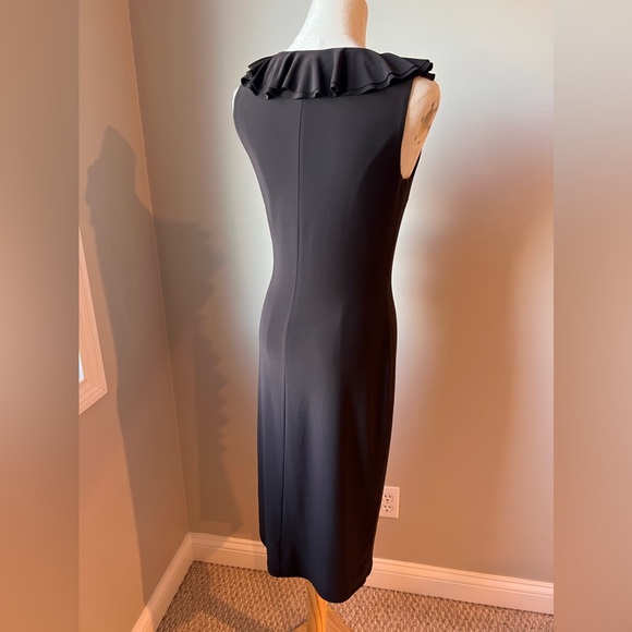 Lauren Ralph Lauren Brown Ruffles Stretch Midi Dress 4 - Picture 4 of 5